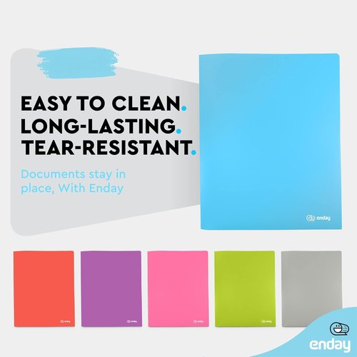 Enday Heavy Duty Poly Portfolio Folder - 2 Pocket Letter Size in Blue | Durable School File Organizer