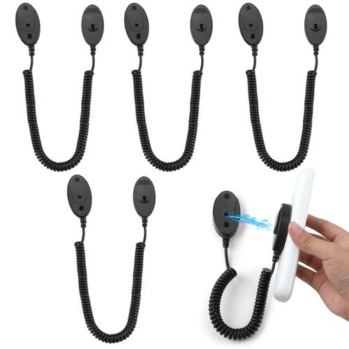 Magnetic Remote Leash Control Holder with Security Cable, Retractable Tidy Anti-lost Rope Organizer Easy Installation Stable Suitable for Projector TV Fan and Air Conditioner Remotes (4Pcs Black, L)