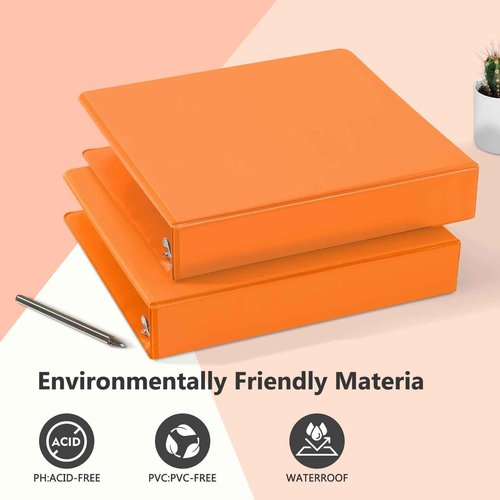 ViVin Sturdy 1.5 Inch 3 Ring Binder with Pockets, Slant-D Ring, PVC-Free, Customizable Clear View Binder,Holds 350 Sheets of 8.5" x 11" Paper,6 Pack (Orange)