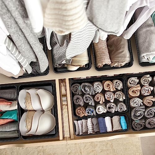 Simple Houseware Interlocking Desk Drawer Organizer Bins - Pack of 10, Black