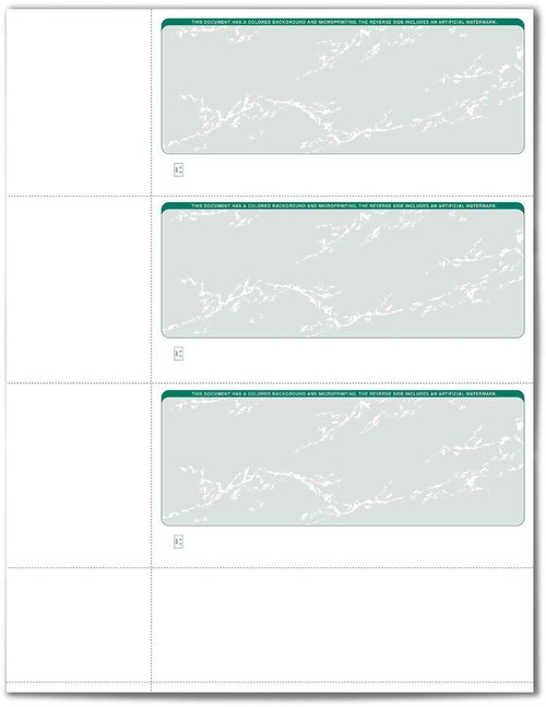 VersaCheck Secure Checks - 750 Blank Business or Personal Wallet Checks - Green Prestige - 250 Sheets Form #3001-3 Per Sheet