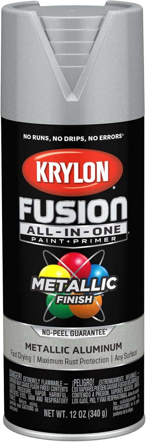 Krylon Fusion All-In-One Spray Paint - Versatile Indoor/Outdoor Adhesive - 12 oz, Aluminum Finish