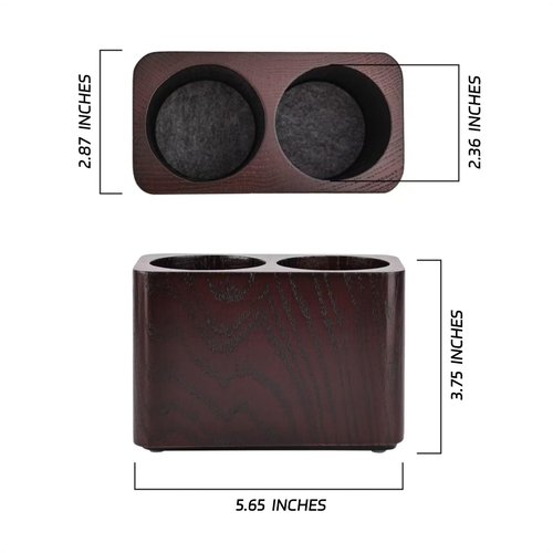 CAMLOT Oak Solid Wood Pen &Pencil Holder for Desk, Office Stationery Organizer, Table Pencil Cup Stand,Desk Accessories Holder, Two Cups Practical Design. (Espresso)