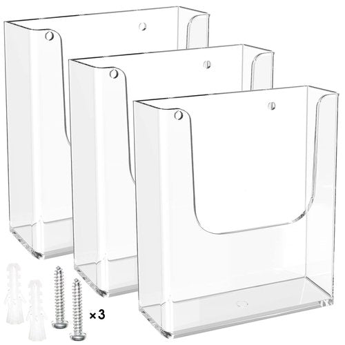 MaxGear Brochure Holder 8.5x11 inch Acrylic Pamphlet Holder Clear Plastic Flyer Holder Wall Mount for Ofiice, School, Exhibition, 3 Pack