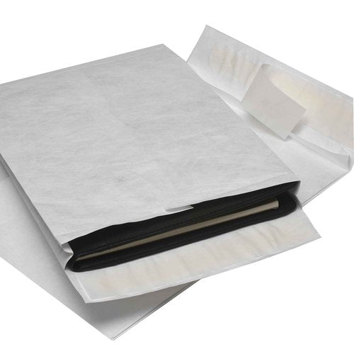 Quality Park Survivor Lightweight 14 lb Tyvek Open End 1.5" Expansion Mailers, 13 1/2, Square Flap, Redi-Strip Closure, 10 x 13, White, 25/Box