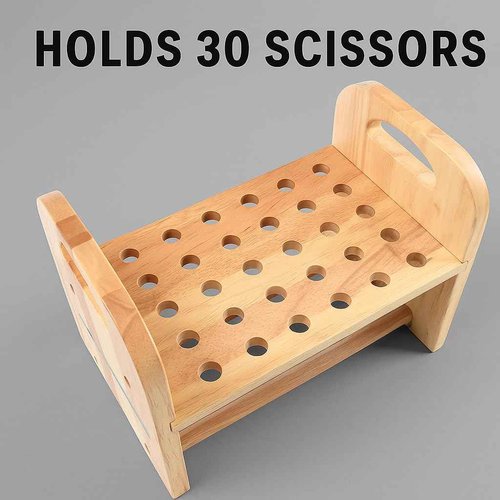 Constructive Playthings Natural Wood Scissors Holder, Classroom, Playroom, Craft Room Organization, Holds 30 Pairs of Kids' Scissors
