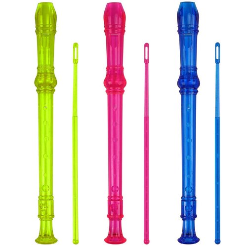 Soprano Recorder Descant Flauta Recorder 8 Hole ABS Clarinet German Style Treble flute C Key with Fingering Chart Instructions Transparent 3 Pack