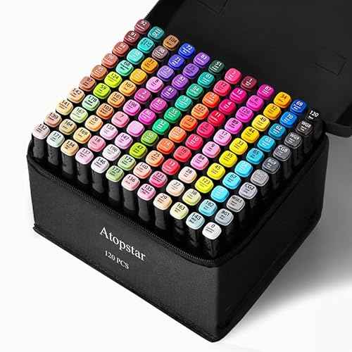 120 Colors Alcohol Markers Artist Drawing Art Markers for Kids Dual Tip Markers for Adult Coloring Painting Supplies Perfect for Gift(120 Black Shell)