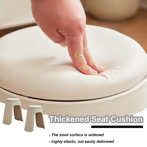 BFECGDXT Plastic Soft Stackable Stools Set of 2, 360° Swivel Backless Round Stacking Stool, 19in Portable Flexible Seating for Home Living Room, Dining Room, Bedroom, Gray