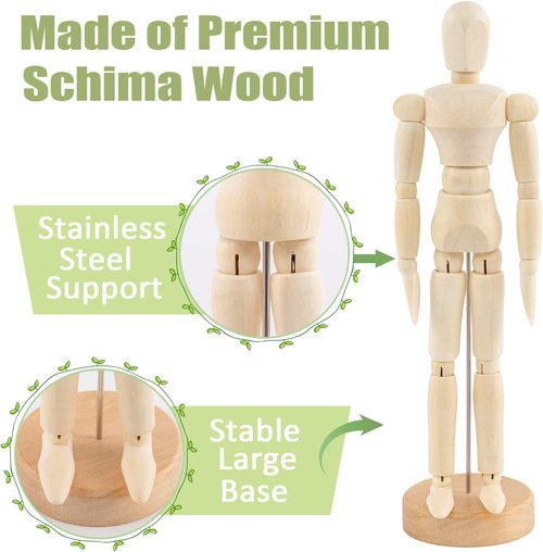 ANPHSIN Wooden Air Plant Holder - Unique 8.6'' Jointed Mannequin Stand for Tillandsia Display | Home Office Decor