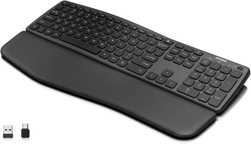 Arteck Wireless Bluetooth Keyboard - Comfortable Full Size with Palm Wrist Rest | USB-A & USB-C Compatible for Windows, iPad, Android, PC