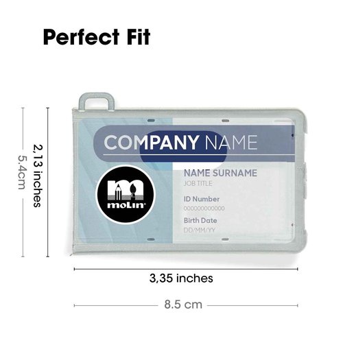 100 Pack - Molin Closed Face ID Badge Holder | Closed Face ID Card Holder for Lanyard, Name Badge, Keycard, Access Card | Durable Clear ID Sleeve for Work, Office, Events & Identification Supplies