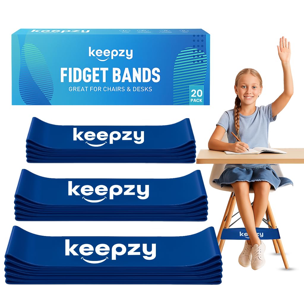 Skiennix Anti-Slip Chair Bands - Sensory Fidget Bands for Kids | 20 Pack in Blue