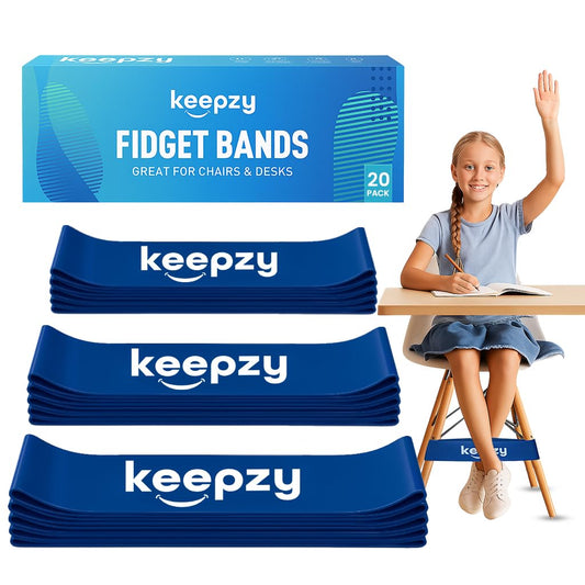 Skiennix Anti-Slip Chair Bands - Sensory Fidget Bands for Kids | 20 Pack in Blue