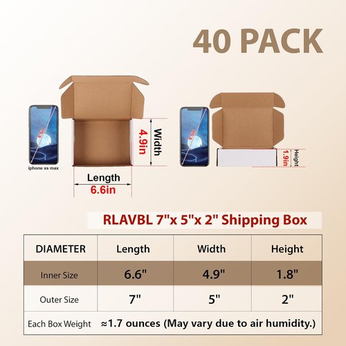RLAVBL Small Shipping Boxes - Set of 40 White Corrugated Cardboard Mailer Boxes for Packing & Mailing
