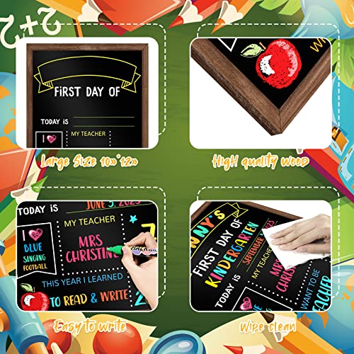 First & Last Day of School Sign Board for Kids - 11x14 Inch Reusable Chalkboard for Preschool & Kindergarten