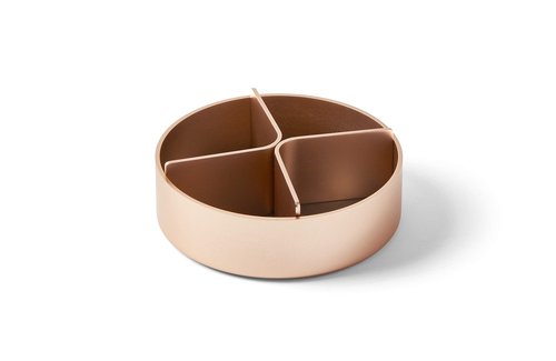 Lexon City Desk Tray Round 4 Compartments, Aluminum Finishing - Soft Gold