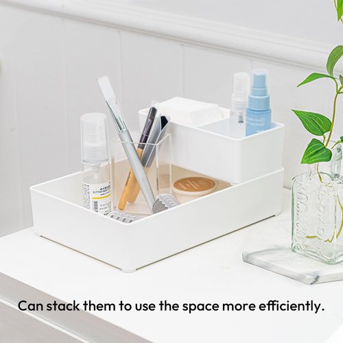 carrotez Pack of 4 Plastic Drawer Organizers for Kitchen, Bathroom, Office - Versatile Storage for Makeup, Hair Accessories, Desk Essentials, and More