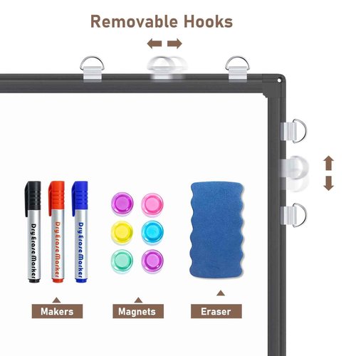 maxtek Combination White Board & Bulletin Cork Board 24 x 18 Whiteboard Magnetic, Combo Dry Erase Board with Black Aluminum Frame, 2' x 1.5' Hanging Message Board Wall Mounted for Homeschool Office