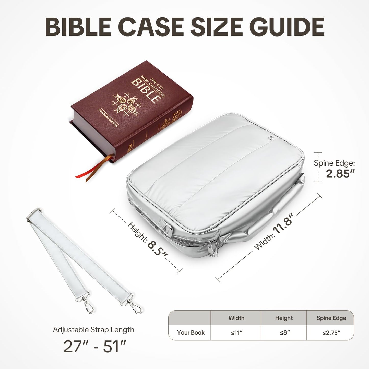 Waterproof Bible Bag with Study Supplies, Premium Bible Cover for Church, Stylish Bible Accessories, Bible Cover Case w/Bible Book Tabs, Puffer Tote Bag w/Bible Journaling Kit, Christian Gift- Black