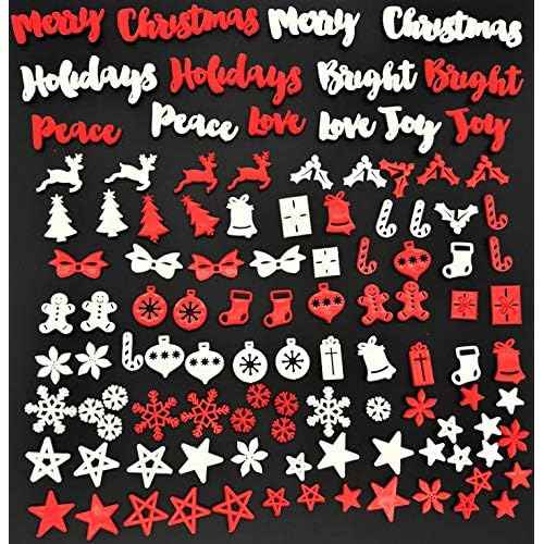 Christmas Letter Set for Changeable Felt Letter Boards, 3/4" Characters (Includes Christmas Symbols, Full Holiday Words) & Burlap Storage Bag (Red/White (Christmas))