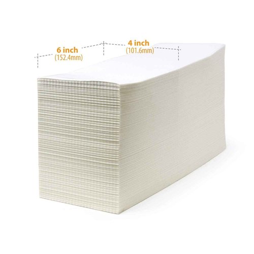 Buhbo 4" x 6" Direct Thermal Labels - Perforated BPA Free - Compatible with Zebra & Rollo Printer - Commercial Grade Shipping (4000 Fanfold Labels - 2 Stacks of 2000)