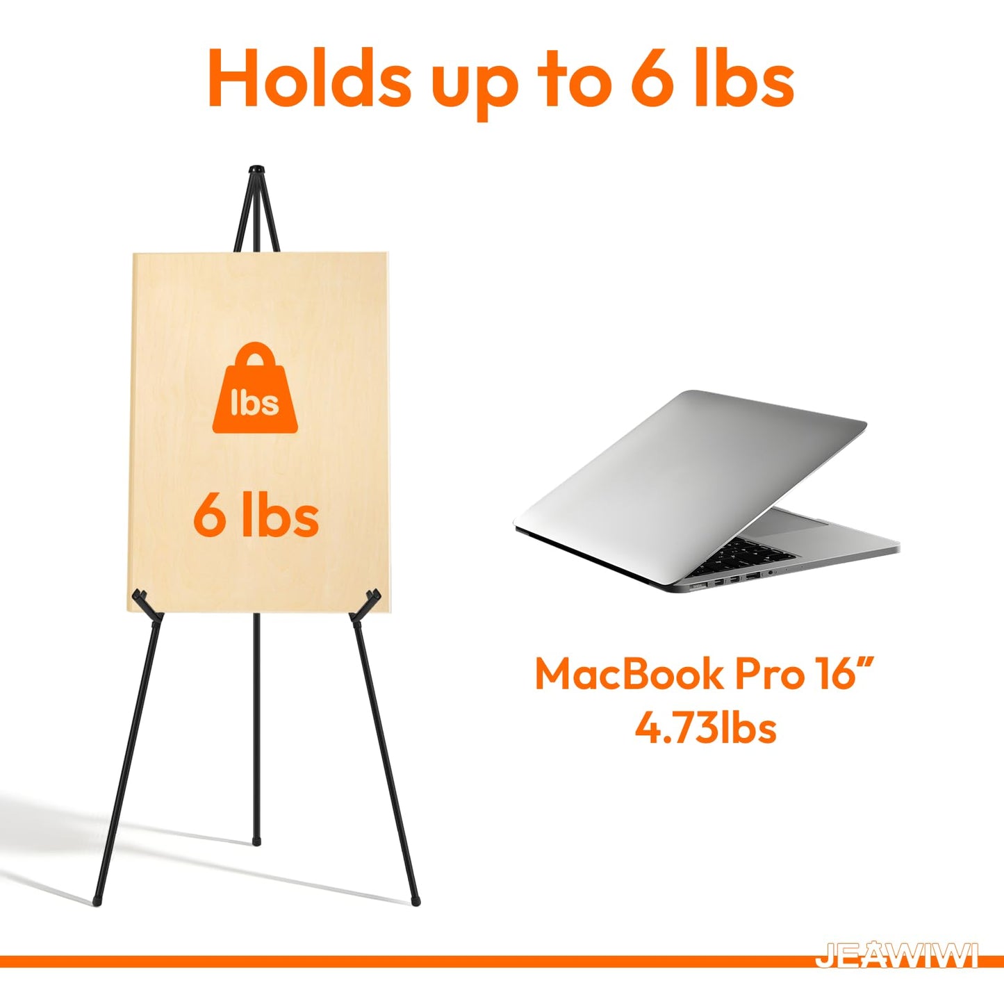JEAWIWI 1 PCS Black Lightweight Easel Stand, 66 Inch Portable Display Easel for Posters, Foam Boards, Signs, Art Displays & Indoor Events with Carry Bags