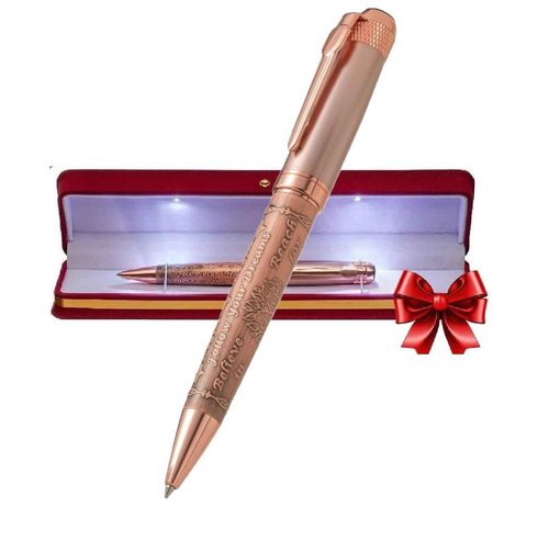 S&R Somit Fancy Pen with Gift Box - Luxury Pen for Women – Valuable Business, Office, Executive Gift for Family & Friends – Special Engraving & Led Decorative Box (GOLDEN ROSE)