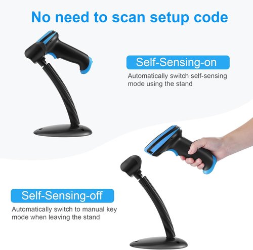 Onewscan Wireless 1D Laser Barcode Scanner - Plug and Play Handheld Reader with Stand & USB Connection