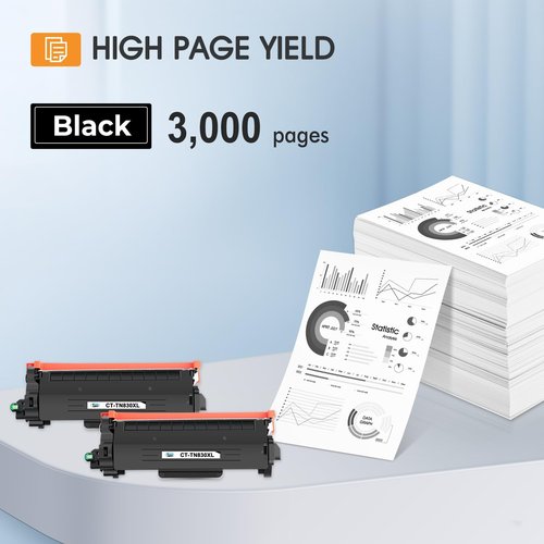 TN830XL TN830 830XL Toner for Brother Printer HL-L2460DW DCP-L2640DW Replacement for Brother TN830 XL/V/R TN 830 XL TN-830XL Cartridge MFC-L2820DW HL-L2405W HL-L2400D Printer High Yield 2 Pack Black