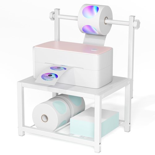 EnigmaSoul Label Holder for Rolls and Fan-Fold Labels, Sturdy Thermal Sticker Holder for Desktop Thermal Printer, Shipping Label Sticker Dispenser for Home, Office, and Small Businesses
