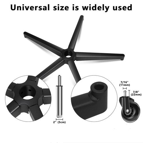 Office Chair Caster Wheels Replacement(Set of 5),28'' Heavy Duty Office Chair Base Replacement