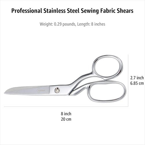 BoFuYuan Stainless Steel Fabric Scissors - 8-Inch Heavy Duty Tailor Shears with Ergonomic Grip