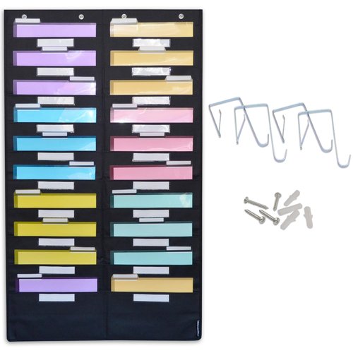 Ultimate Office WalMaster Heavy Duty, 20-Pocket Wall Chart Filing System WITH LABEL HOLDERS for Classroom and Office, File Organizer Includes Mounting Hardware & Door Hooks POCKETFILES SOLD SEPARATELY
