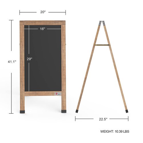 TOWON Large 40"x 20" Wooden A-Frame Chalkboard Sign, Rustic Standing Outdoor Sign, XL Chalk Board Sandwich Board Signs, Magnetic Double-Sided Sidewalk Board Kits for Cafe, Restaurant, Wedding Display