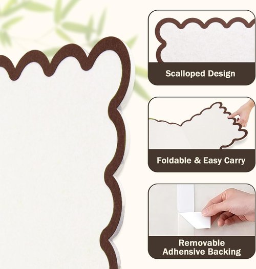 Scalloped Felt Bulletin Board - Self-Adhesive Cork Board Alternative | 31x24 Inches, Beige - Perfect for Home, Office & School