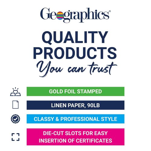 Geographics Classic Linen Document Covers, 12.5” x 9.75”, Navy Bue (25 Pack)