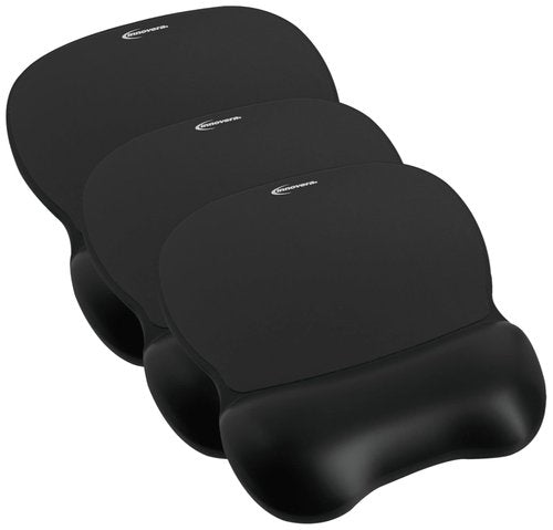 Innovera 51450 Gel Mouse Pad w/Wrist Rest Nonskid Base 8-1/4 x 9-5/8 Black (Pack of 3)