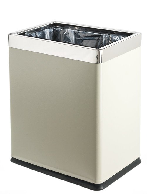 Brelso 'Invisi-Overlap' Open Top Metal Trash Can, Small Office Wastebasket, Modern Home Décor, Rectangle Shape (Light Gray)