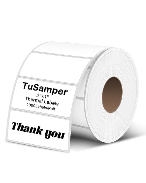 2×1 Inch Thermal Labels Sticker, 50.8mm x 25.4mm Direct Square Self-Adhesive Multi-Purpose Label Paper for Business with Perforation Line White 1000/Roll