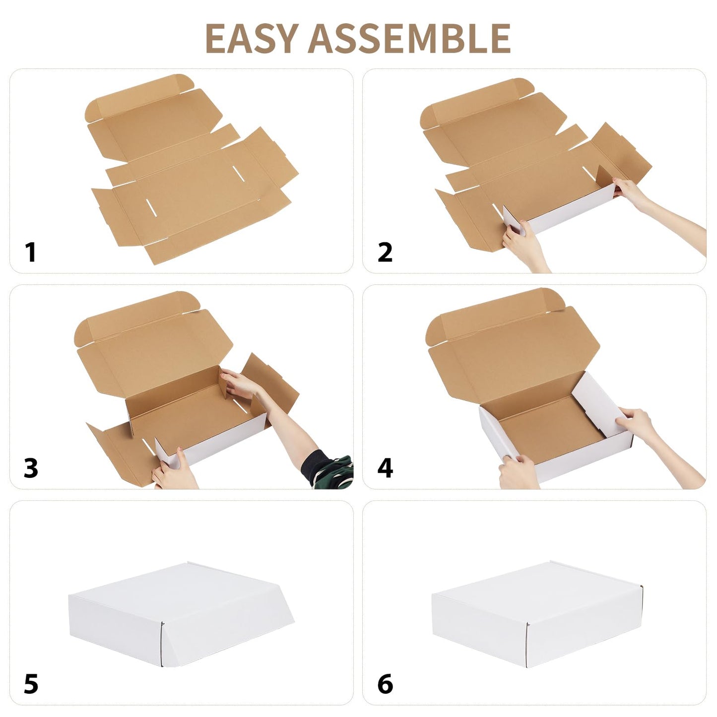 RLAVBL 12x9x2 Shipping Boxes Set of 1, White Corrugated Cardboard Box for Packing, Mailing, Business