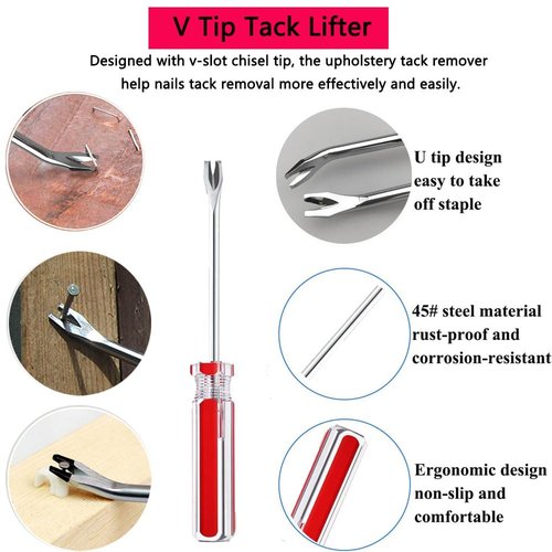 Construction and Upholstery Staple Remover Tack Puller Nail Remover Tool Set Nail Puller Plier, Staple Puller, Tack Lifter, Fastener Remover, for Furniture Floor Wall Wooden Case Car Photo Frame