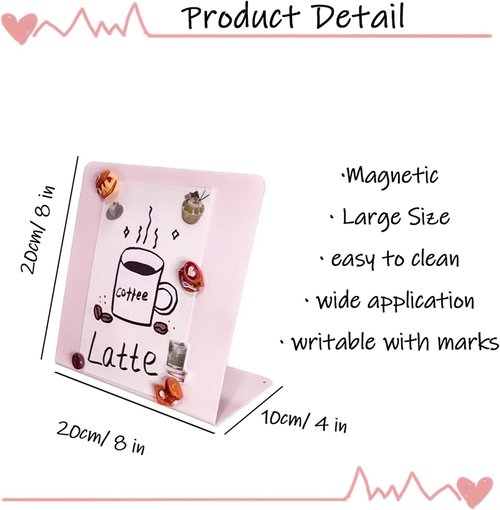 Metal Pink Magnet Display Board by [Brand Name] - 8" x 8" Anti-Slip Bulletin Board for Home & Office