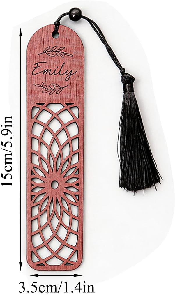 Skiennix Custom Wooden Bookmarks - Personalized Engraved Name Gift Set for Men & Women | Vintage Handmade (Purpleheart, 3 PCS)