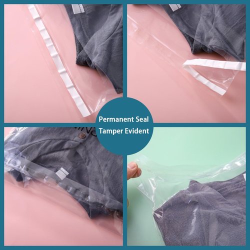 Clear Poly Bags - Suffocation Warning for Safe Packaging | Permanent Adhesive, 10''x13'' (100 Count)