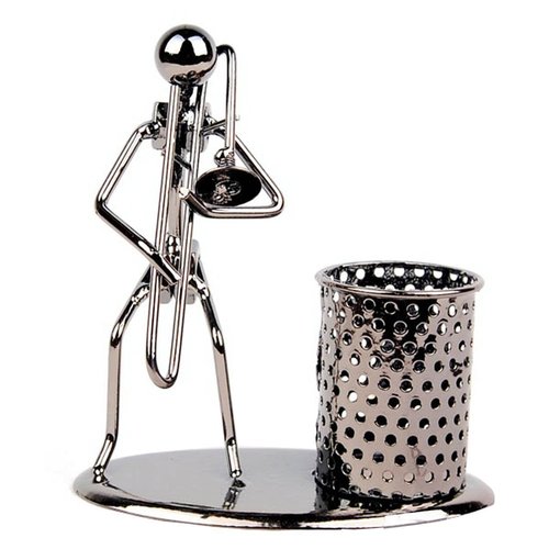 Pen Container Holder Pencil Cup Iron Art Music Figure~Home Office Desk Decor Gift Perfect Father Gift (C79 Trombone)