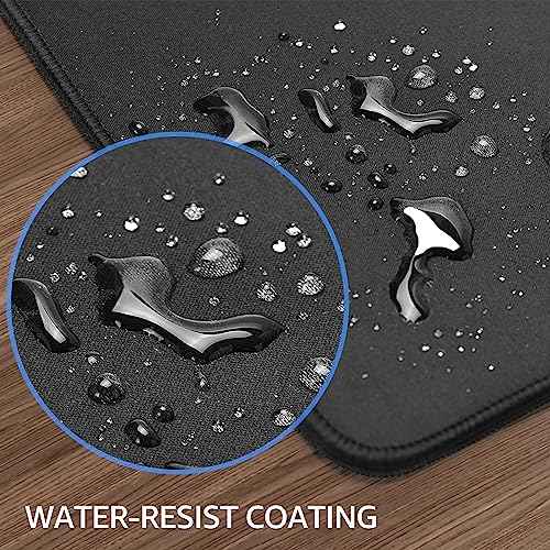 KTRIO Large Gaming Mouse Pad with Stitched Edges, Oversized Mousepad with Superior Micro-Weave Cloth, Non-Slip Base, Water Resist Keyboard Pad, Desk Pad for Gamer, Office & Home, 47.3 x 23.6 in, Black