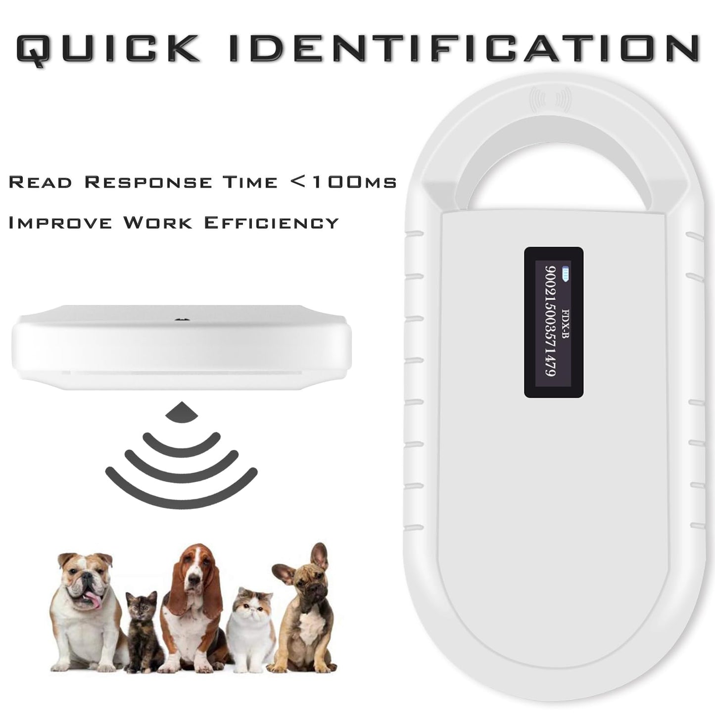 Smoostart Microchip Scanner, 1000 Records Increased Huge Data Storage Upload to PC, Scanning Distance and Speed Increase, Only Compatible with FDX-B/EMID (15/10) Digits Microchips