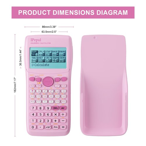 Graphing Calculator,IPepul Scientific Calculators 10 Modes /4 Graphing Functions,Desktop Math Calculator for College Students,School Supplies for Middle High School Teachers Office（Pink）