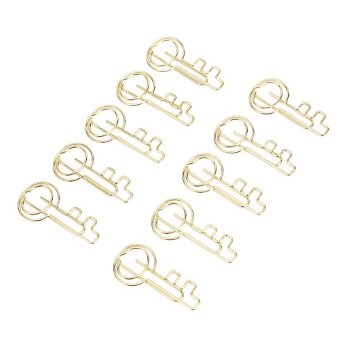 HERCHR Key Shaped Paper Clips, 100Pcs Metal Paperclips Bookmark Clips Gold Wire Paper Clips Small Portable Paper Clips for Home School Office Document Organizing